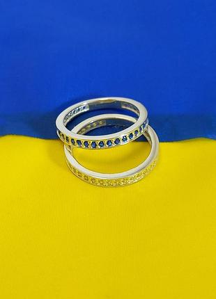 Срібне подвійне кільце доріжки (каміні за коло) dariy 041-2к