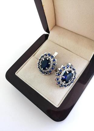 Серебряные серьги генхелия с гидротермальными танзанитами dariy 161с