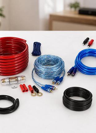 Набор проводов для установки сабвуфера kit md 8ga / набор кабелей для автоакустики / комплект кабелей установки сабвуфера и