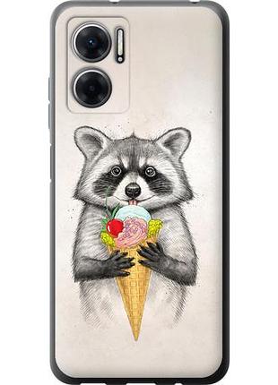 Чехол на xiaomi redmi 10 5g енотик с мороженым из силикона fch_0167806