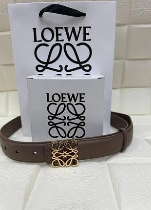 Ремінь жіночий шкіряний із пряжкою loewe ширина 3 см довжина 110 см. коричневий