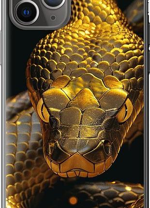 Чехол на iphone 11 pro golden snake из пластика fch_0137338