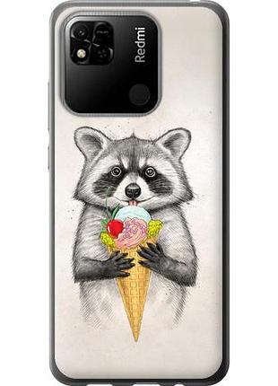 Чехол на xiaomi redmi 9c енотик с мороженым из силикона fch_0167742