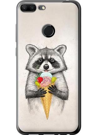 Чехол на huawei honor 9 lite енотик с мороженым из пластика fch_0167713