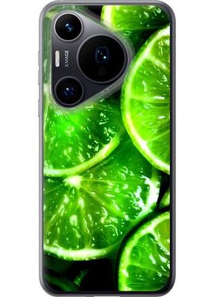 Чехол на huawei pura 70 зелёные дольки лимона из силикона fch_0166815