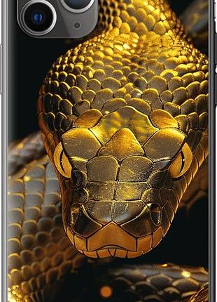 Чехол на iphone 11 pro max golden snake из пластика fch_0167991