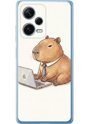 Чехол на xiaomi redmi note 12 pro+ 5g funny capybara ceo working из силикона fch_0157053