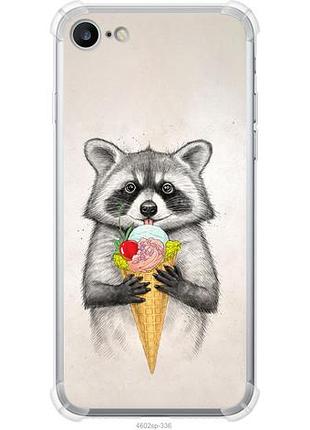 Чехол на iphone 8 енотик с мороженым из силикона fch_0167740