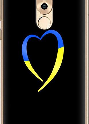 Чехол на huawei mate 9 lite жёлто-голубое сердце из силикона fch_0167040