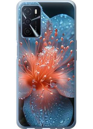 Чехол на oppo a16 роса на цветке из силикона fch_0162386