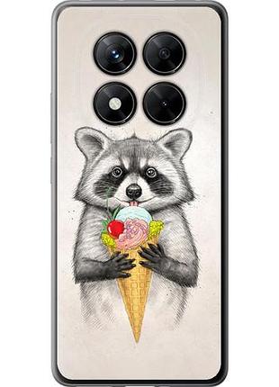Чехол на xiaomi redmi note 14 pro+ 5g енотик с мороженым из силикона fch_0167759