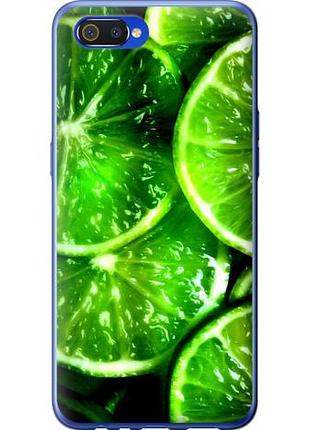 Чехол на realme c2 зелёные дольки лимона из силикона fch_0166735