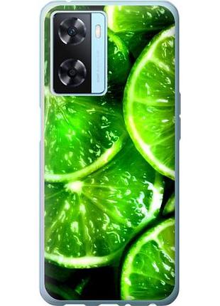 Чехол на oppo a57s зелёные дольки лимона из силикона fch_0166731