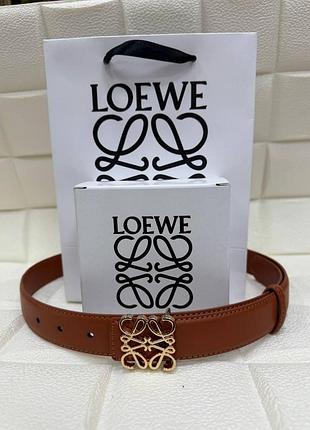 Ремінь жіночий шкіряний із пряжкою loewe ширина 3 см довжина 110 см. коричневий