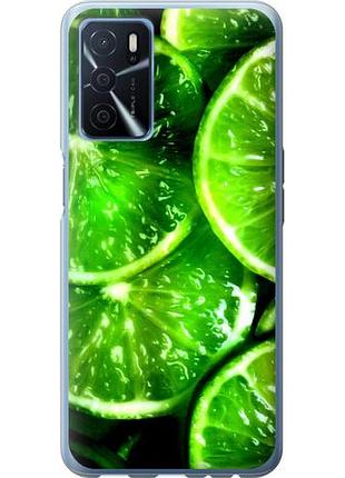 Чехол на oppo a54s зелёные дольки лимона из силикона fch_0166750