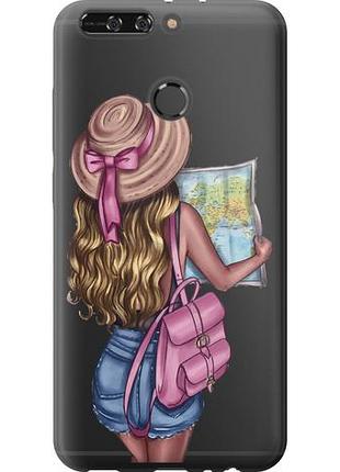 Чехол на huawei honor v9 / honor 8 pro девушка с картой из силикона fch_0168197