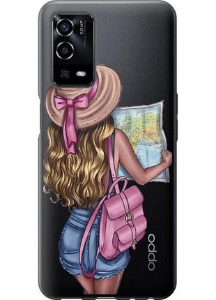 Чехол на oppo a55 девушка с картой из силикона fch_0168227