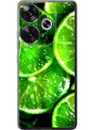 Чехол на xiaomi poco f6 зелёные дольки лимона из силикона fch_0166806