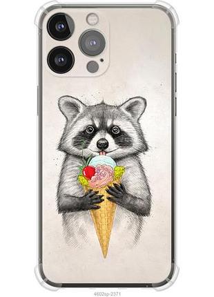 Чехол на iphone 13 pro max енотик с мороженым из силикона fch_0167738