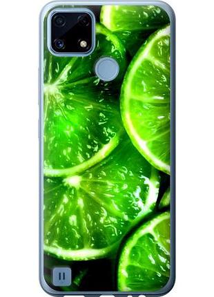 Чехол на realme c21 зелёные дольки лимона из силикона fch_0166705