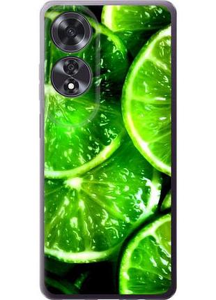Чехол на oppo a60 4g зелёные дольки лимона из силикона fch_0166754