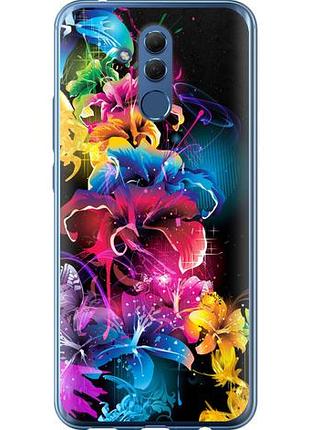 Чехол на huawei mate 20 lite абстрактные цветы из силикона fch_0167067