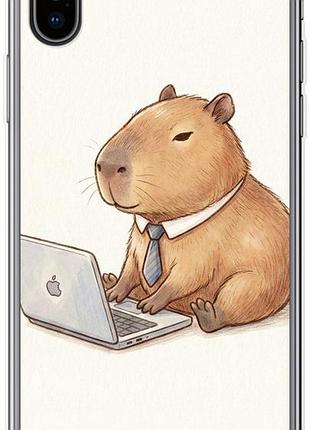 Чехол на iphone xs funny capybara ceo working из силикона fch_0157104