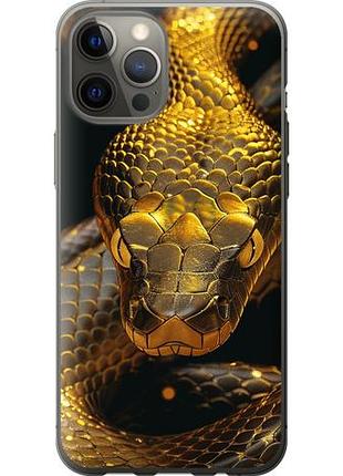Чехол на iphone 12 pro max golden snake из пластика fch_0167994