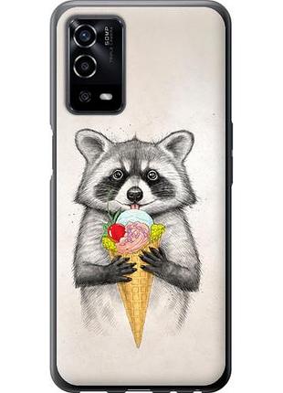 Чехол на oppo a55 енотик с мороженым из силикона fch_0167746