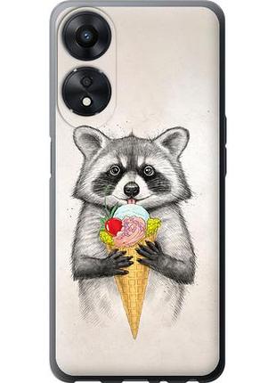 Чехол на oppo a58 5g енотик с мороженым из силикона fch_0167748