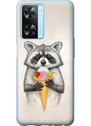 Чехол на oppo a57s енотик с мороженым из силикона fch_0167724