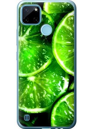 Чехол на realme c21y зелёные дольки лимона из силикона fch_0166771