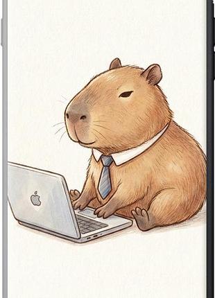 Чехол на iphone 8 plus funny capybara ceo working из пластика fch_0157088