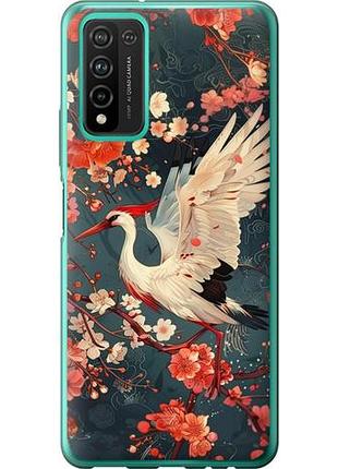 Чехол на huawei honor 10x lite сакура и аист из силикона fch_0167834