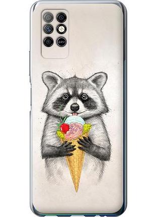 Чехол на infinix note 8 енотик с мороженым из силикона fch_0167702
