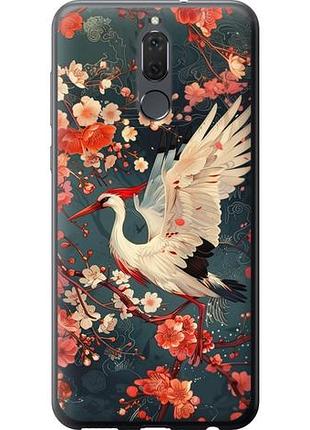 Чехол на huawei mate 10 lite сакура и аист из силикона fch_0167838