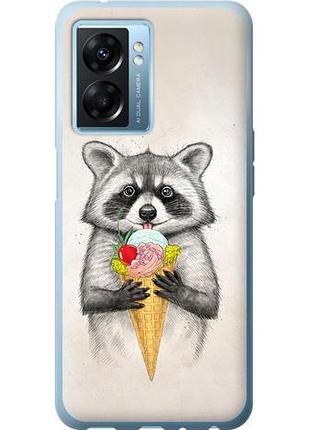 Чехол на oppo a77 5g енотик с мороженым из силикона fch_0167725