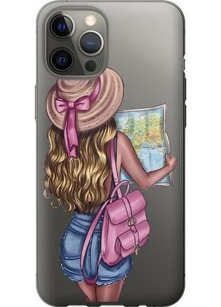 Чехол на iphone 12 pro max девушка с картой из пластика fch_0168191