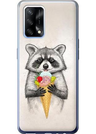 Чехол на oppo a74 енотик с мороженым из силикона fch_0167700