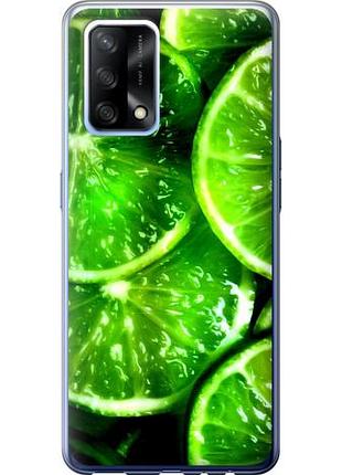 Чехол на oppo a74 зелёные дольки лимона из силикона fch_0166708