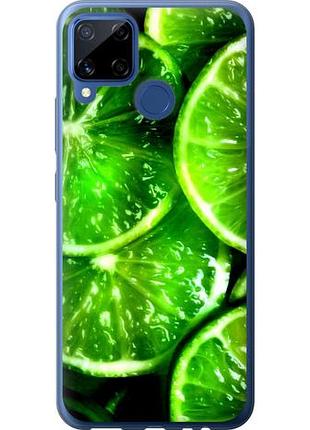 Чехол на realme c15 зелёные дольки лимона из силикона fch_0166740