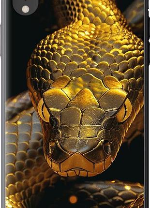 Чехол на iphone xr golden snake из пластика fch_0168071