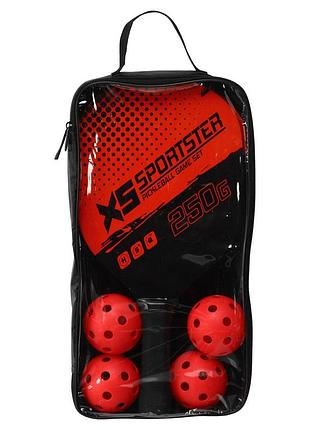 Набор для пиклбола xs-sportster 2 ракетки 4 мяча с чехлом