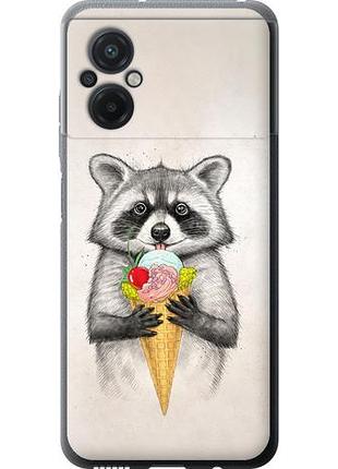 Чехол на xiaomi poco m5 енотик с мороженым из силикона fch_0167704