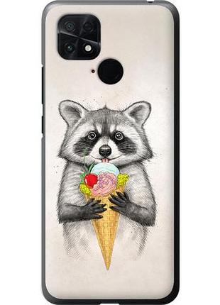 Чехол на xiaomi poco c40 енотик с мороженым из силикона fch_0167736