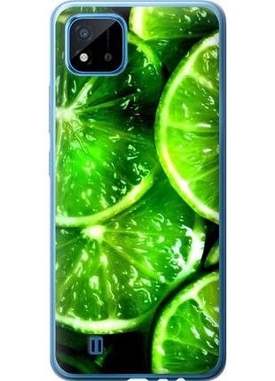 Чехол на realme c20a зелёные дольки лимона из пластика fch_0166739