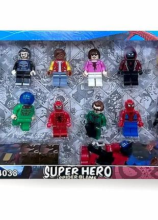 Набір фігурок super hero spider-blame, mog4038, 12 фігурок + 1 сюрприз, магнітні кубики