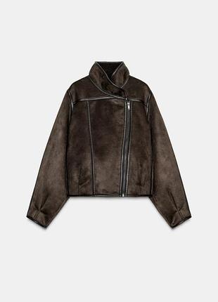 Двостороння куртка zara в шоколадному кольорі