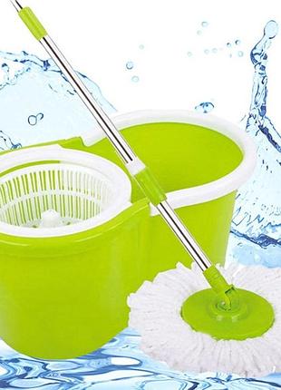 Швабра стрічка з турборежимом відром spin mop 360° і круглою насадкою 10 л