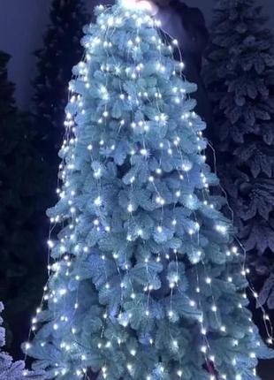 Led гирлянда "капля росы" хвост, 300led 3m, usb, c пультом, белый/холодный белый thl-24-42